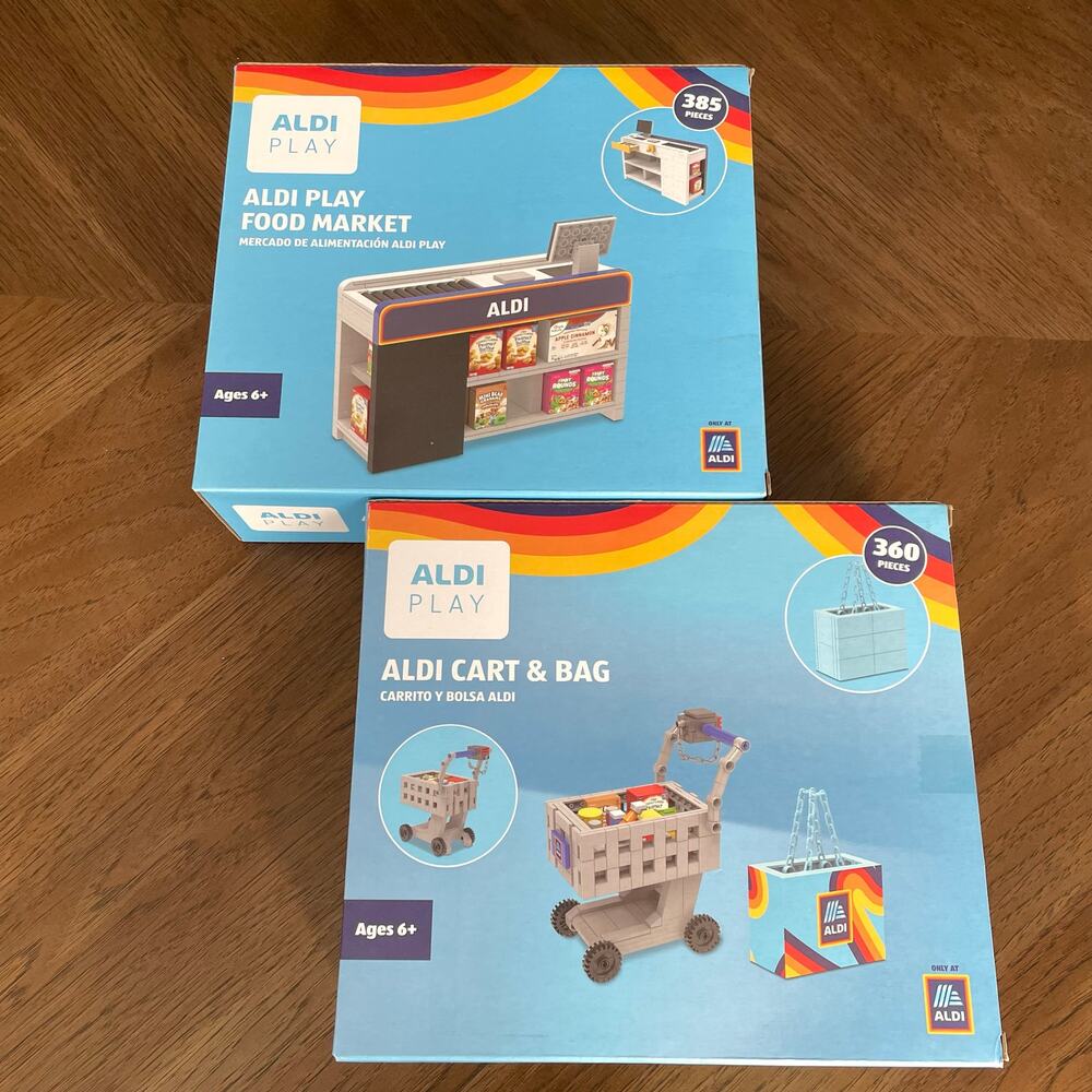 Aldi Play Food Market And Cart & Bag AND Lego Building Block Set Toys New